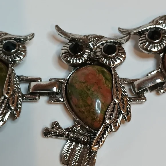 Unakite Owl Jewelry Set - Picture 2 of 5
